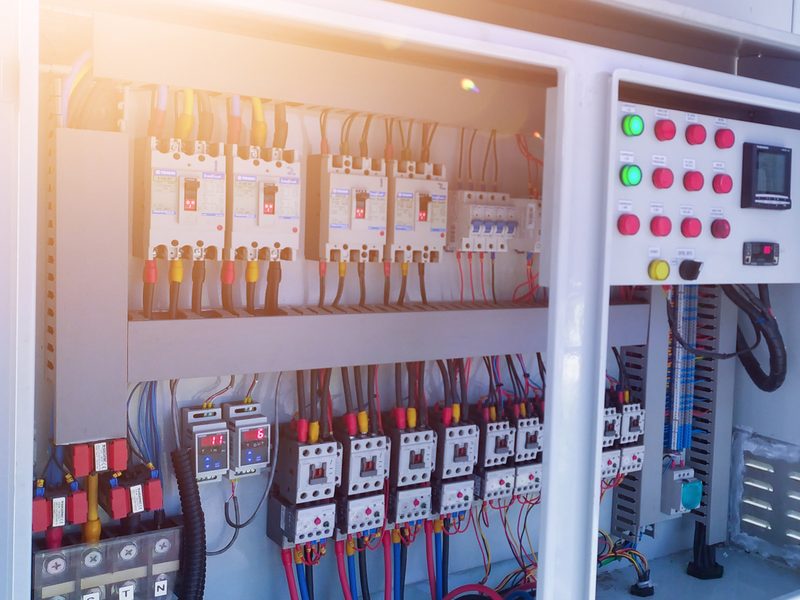 Internal wiring and switchgear of an electrical control panel